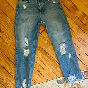 Zara Distressed Ankle Jeans in Blue